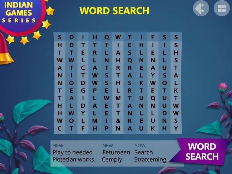 हिंदी Word Search Game का उदाहरण दिखाती स्क्रीनशॉट