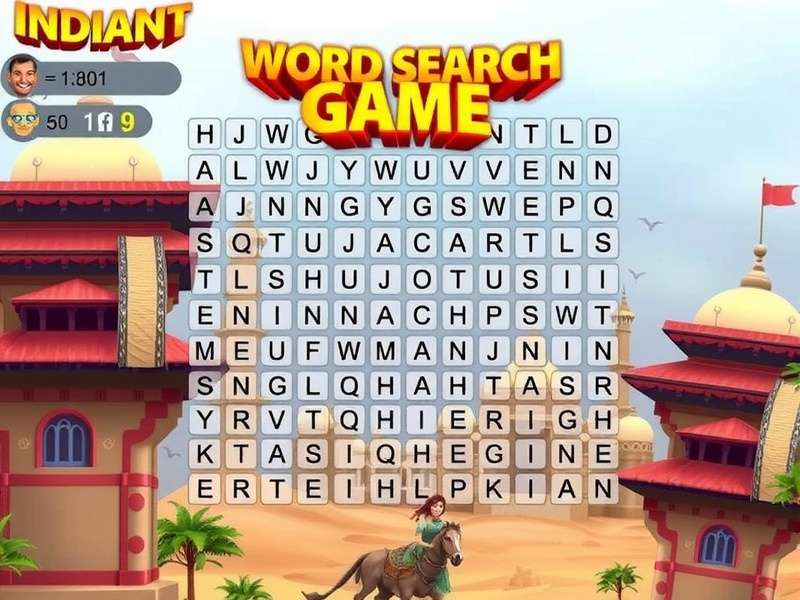 हिंदी वर्ड सर्च पहेली का उदाहरण दिखाता चित्र
