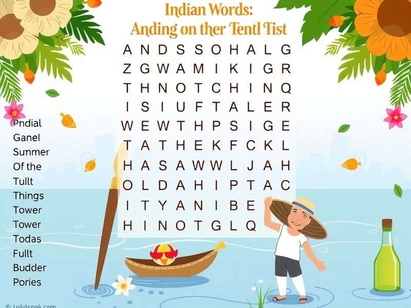 ग्रीष्मकालीन वर्ड सर्च प्रिंटेबल उदाहरण