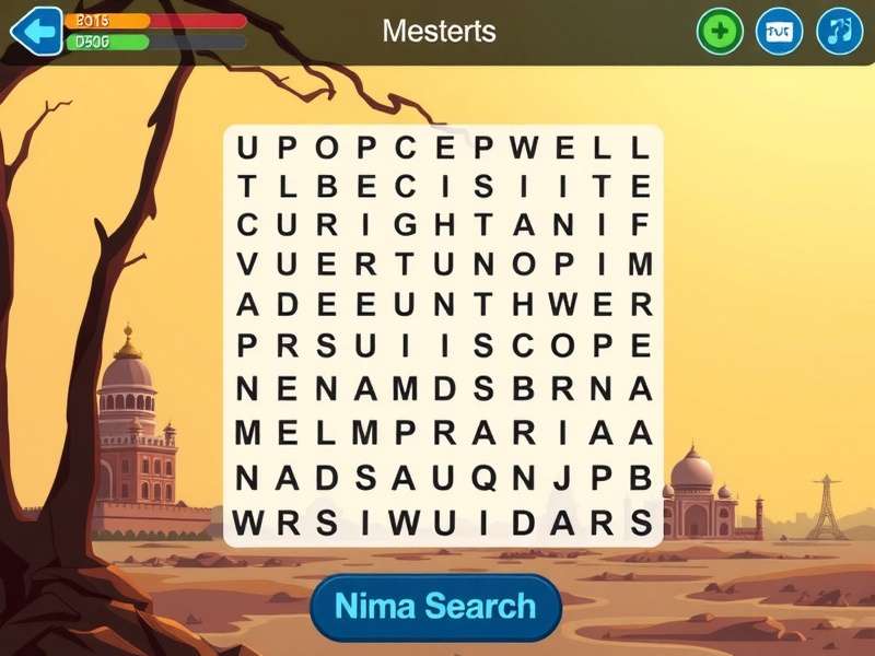 हिंदी ऑनलाइन वर्ड सर्च गेम इंटरफेस दिखाता हुआ चित्र