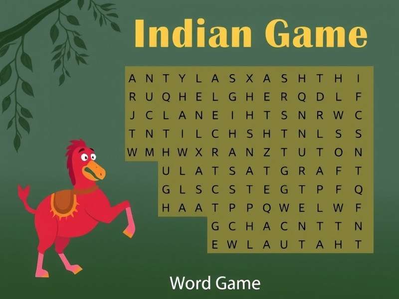 वर्ड सर्च पहेली का उदाहरण दिखाता हुआ ग्रिड