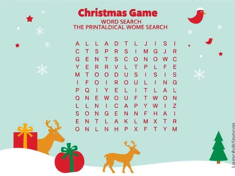 क्रिसमस वर्ड सर्च पज़ल का उदाहरण