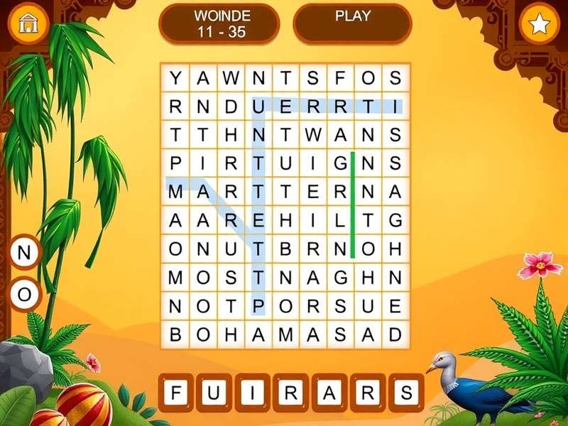 हिंदी Word Search पहेली का उदाहरण दिखाती स्क्रीनशॉट