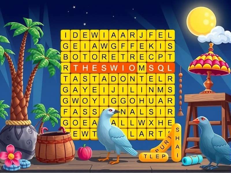 हिंदी वर्ड सर्च पहेली का उदाहरण दिखाता ग्रिड