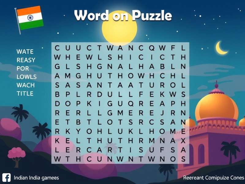 हिंदी वर्ड सर्च पजल का उदाहरण दिखाता चित्र
