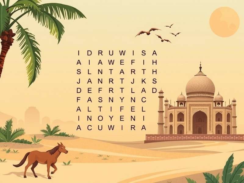 हिंदी भाषा में Word Search पहेली का उदाहरण