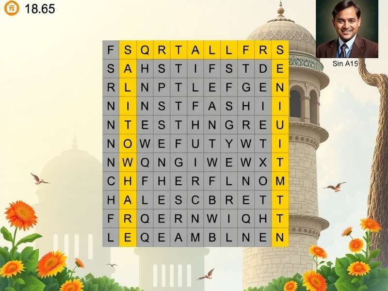 हिंदी वर्ड सर्च गेम इंटरफेस