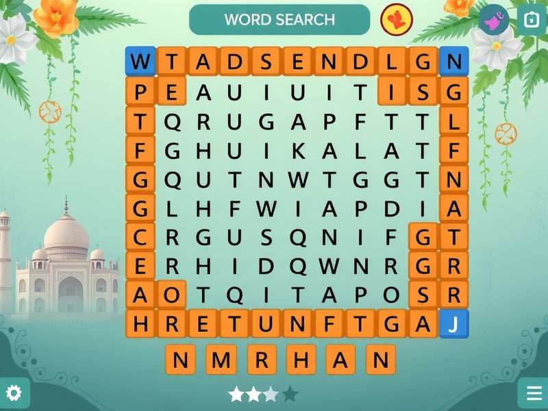 हिंदी वर्ड सर्च पहेली का उदाहरण - शब्द खोज खेल