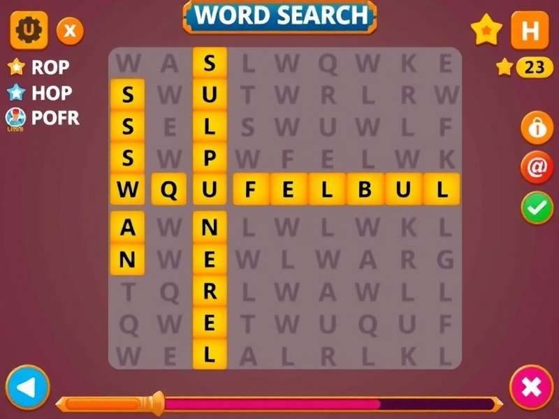 वर्ड सर्च गेमप्ले स्क्रीनशॉट - रंगीन शब्द ग्रिड दिखाते हुए