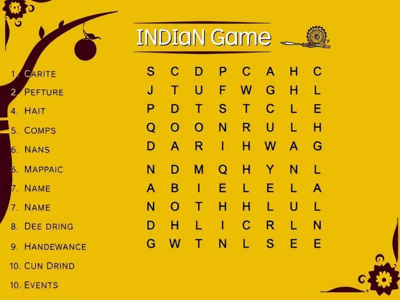 कठिन स्तर की प्रिंटेबल वर्ड सर्च पहेली का उदाहरण