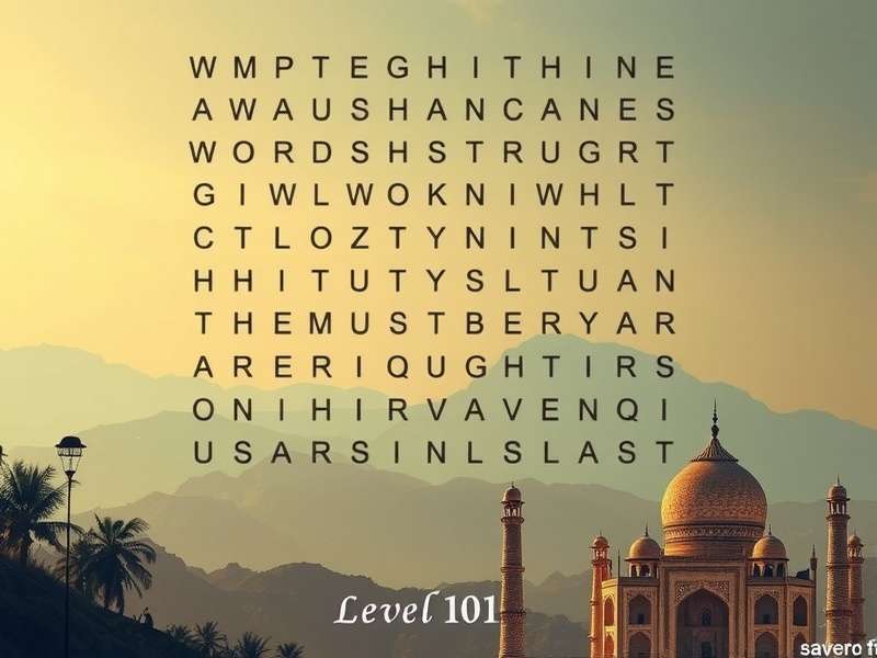 Word Search Explorer Level 101 का गेमप्ले स्क्रीनशॉट, जटिल शब्द ग्रिड दिखाता हुआ