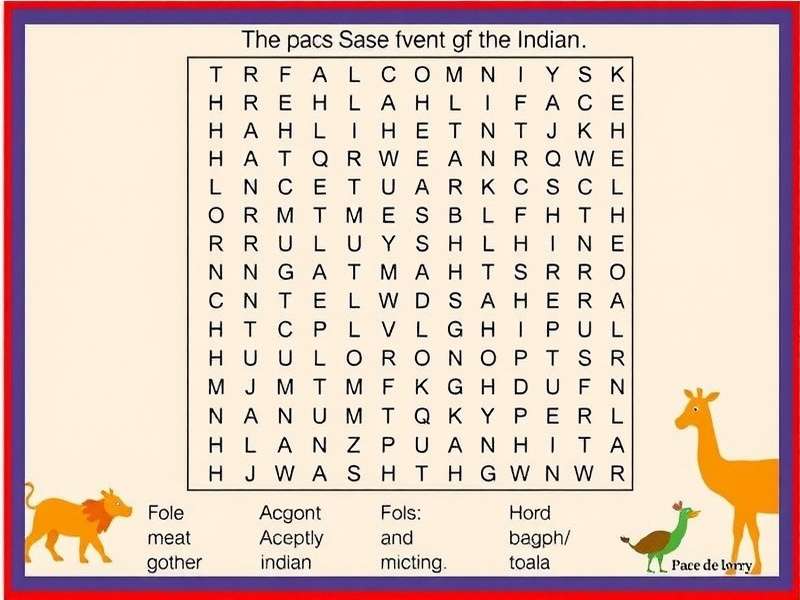 बड़े प्रिंट वाली हिंदी शब्द खोज पहेली का उदाहरण