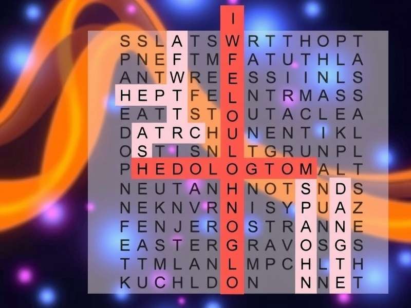 Complex word search puzzle with highlighted difficult words