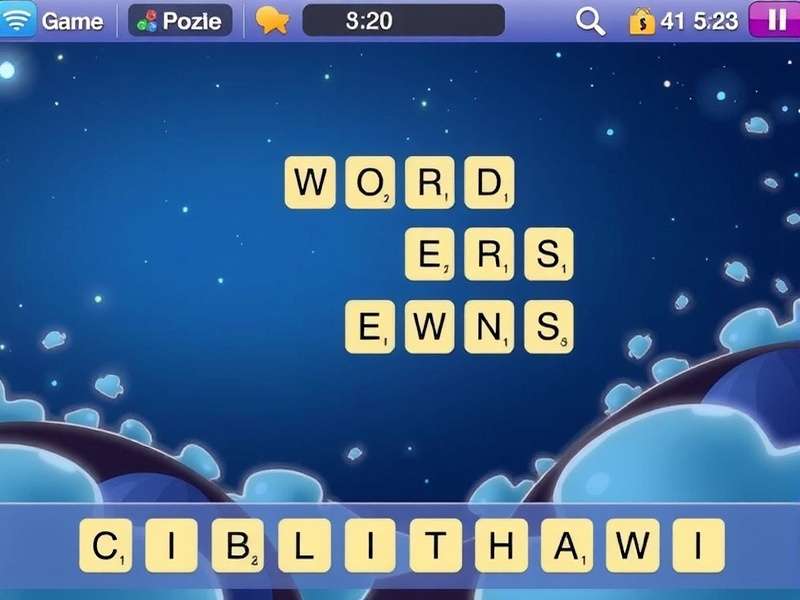 A person playing Find Words Game on a tablet, surrounded by coffee and notes