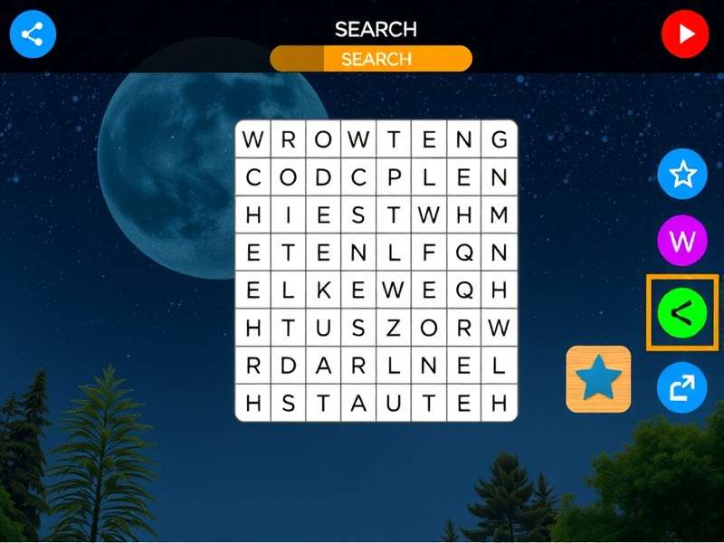Modern online word search puzzle interface showing interactive grid