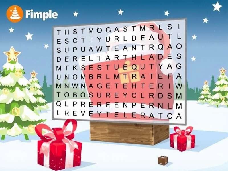 Christmas Word Search Puzzle printable sheet with festive decorations