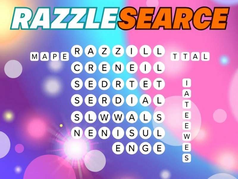 Person solving a colorful word search puzzle on a tablet