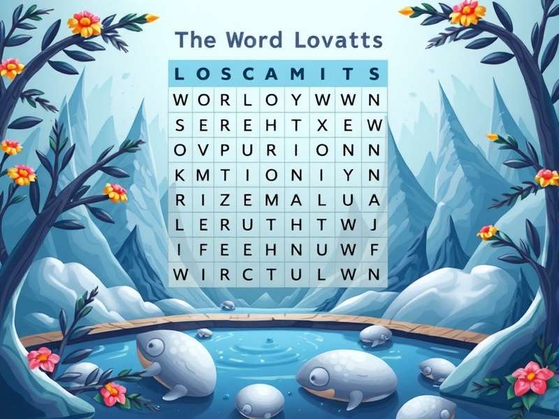 Person solving a colorful Lovatts word search puzzle on a table