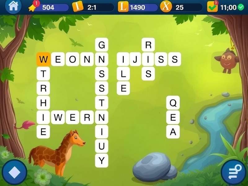 Word Search Puzzle Game with colorful letters and a pen