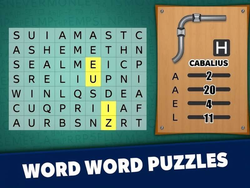 A vibrant collection of free online word search puzzles on a tablet and paper