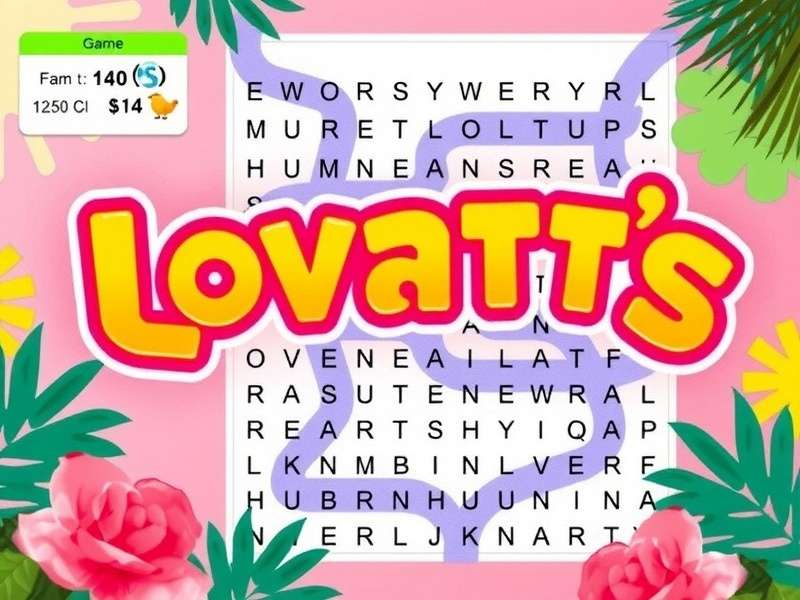 Person solving a Lovatts Word Search puzzle on a tablet in a cozy setting