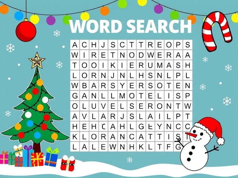 Christmas Word Search Free Printable puzzles with festive holiday theme
