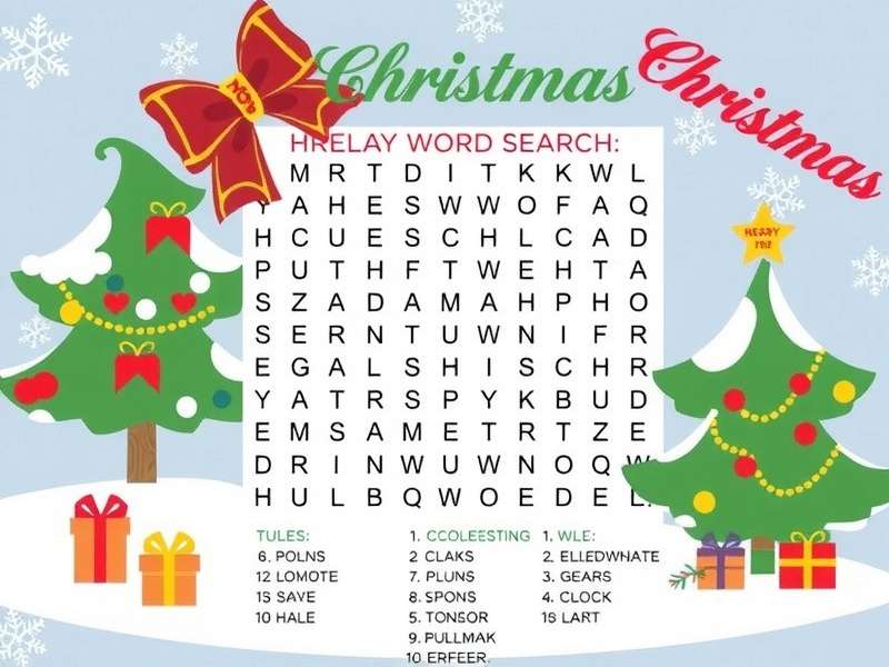 Free Printable Christmas Word Search puzzle featuring Santa, reindeer, and holiday icons