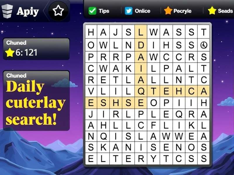 Daily Word Search puzzle game interface showcasing a word grid with Indian themed words