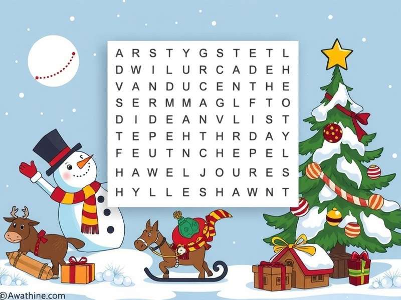 Intermediate Christmas Word Search 10x10 grid