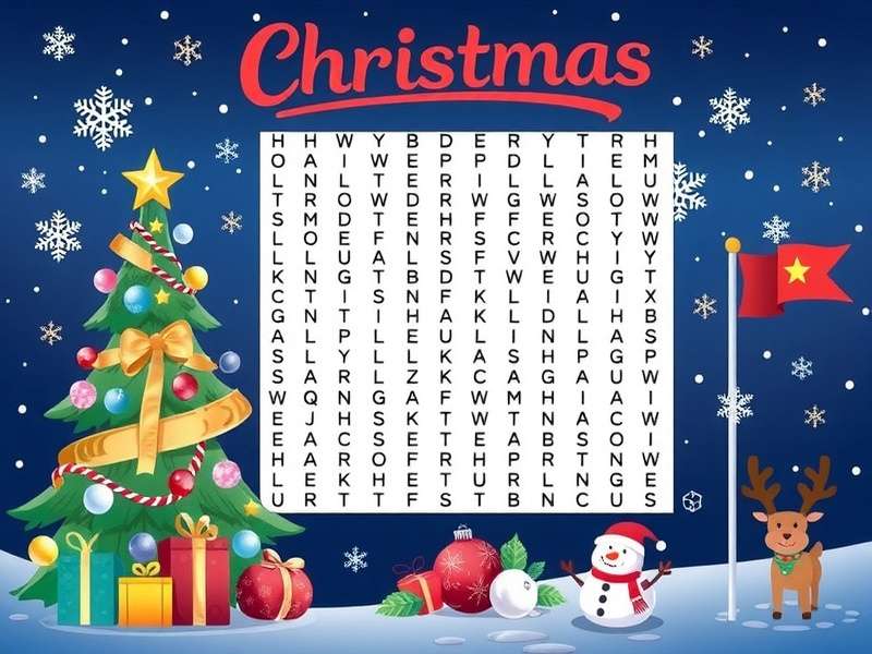 Advanced Christmas Word Search 16x16 grid