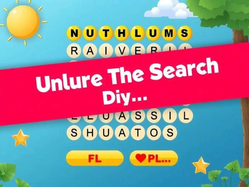 Word Search For Kids – colourful puzzle grid with cartoon style letters and playful design