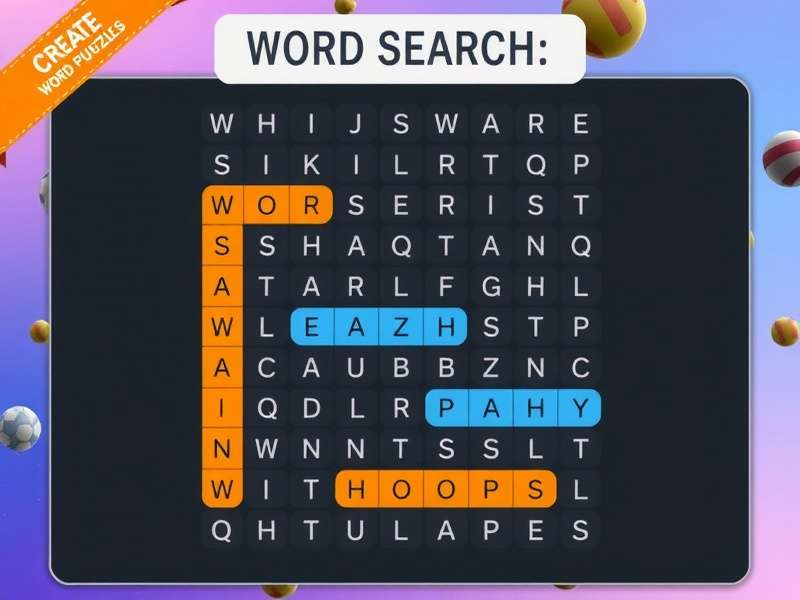 Create Word Search Puzzles Online Free – WordSearchIndia platform showing a colourful word search grid with Indian theme